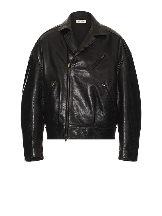 フォー・ザ・セイク・オブ・ゴッド Fear of God Leather Motorcycle Jacket in Black | FWRD