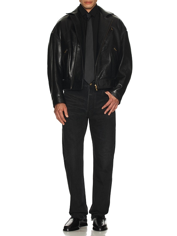 Fear of God Leather Motorcycle Jacket in Black | FWRD