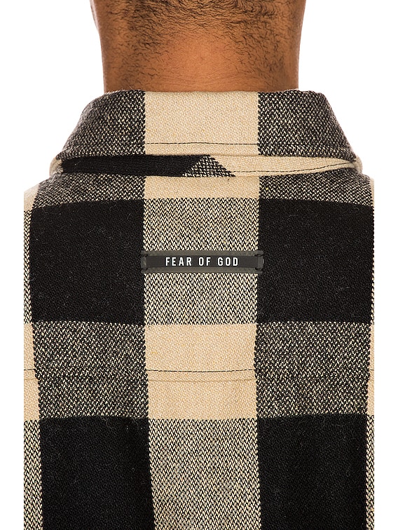 Fear of God Oversized Check Shirt Jacket in Black & Cream