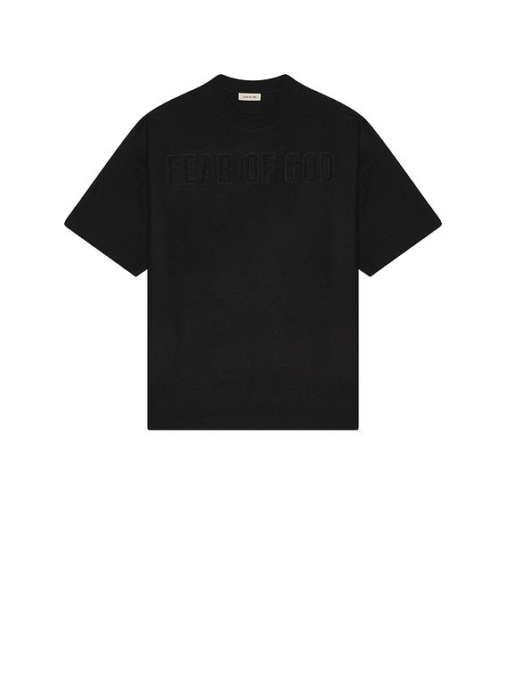 Fear of God Boiled Wool Logo Patch Short Sleeve Tee in Black