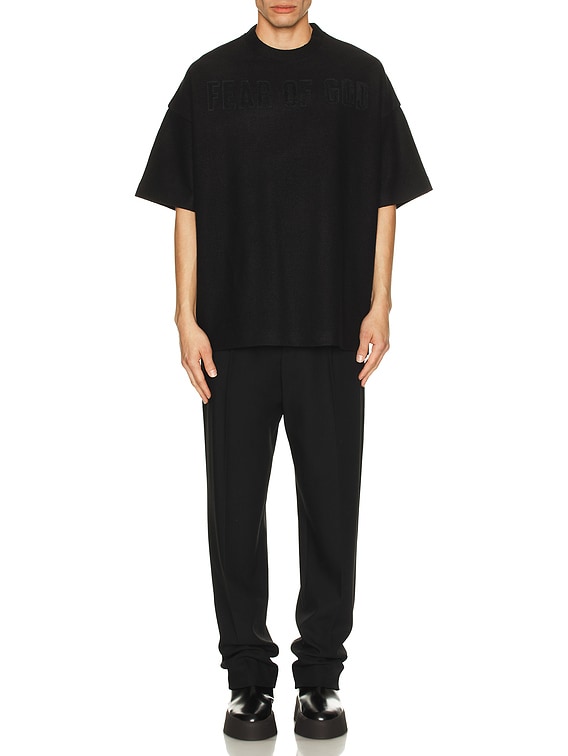 Fear of God Boiled Wool Logo Patch Short Sleeve Tee in Black