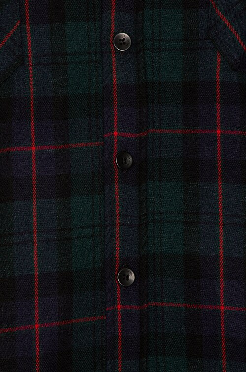 Fear of God Denim Collared Oversized Flannel in Green Plaid | FWRD