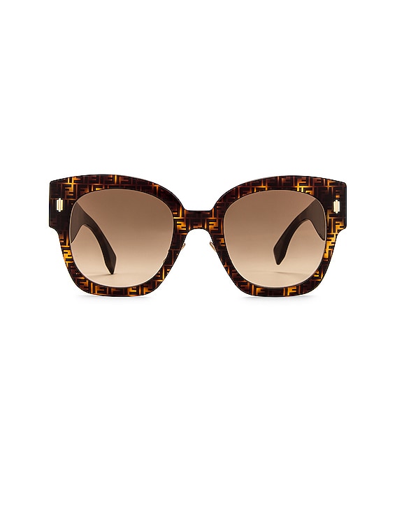Fendi Roma Square Acetate Sunglasses - Shiny Beige/brown