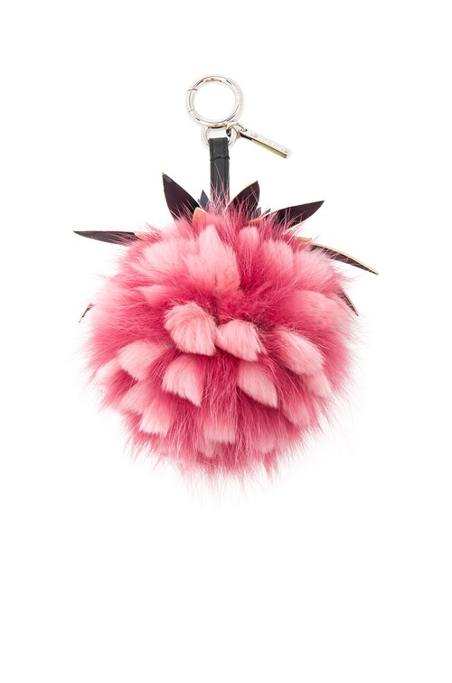 Fendi Fruits Fox Fur Bag Charm in Pink