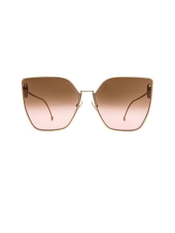 Fendi Oversized Square Sunglasses in Pink Gold | FWRD display picture 1