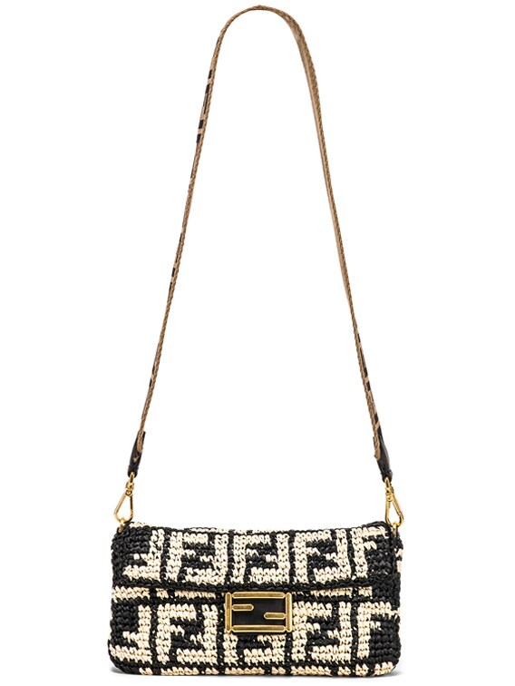 fendi baguette raffia shoulder bag