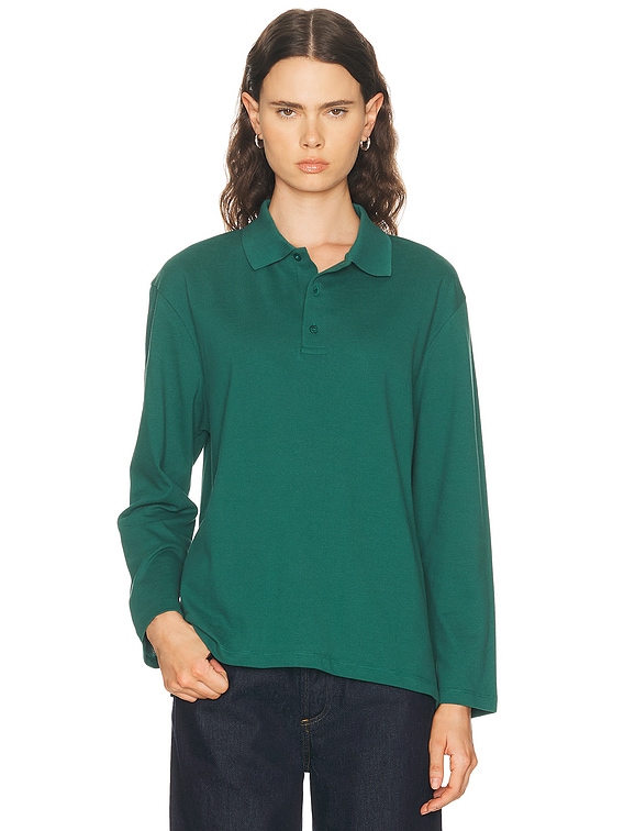FLORE FLORE Diana Polo Top in Evergreen | FWRD