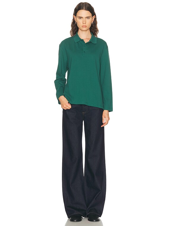 FLORE FLORE Diana Polo Top in Evergreen | FWRD