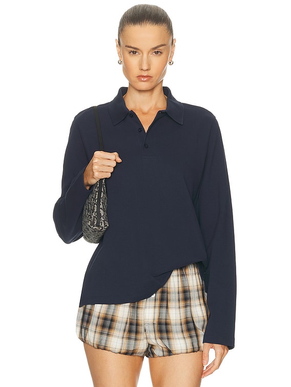 FLORE FLORE Diana Polo in Navy | FWRD
