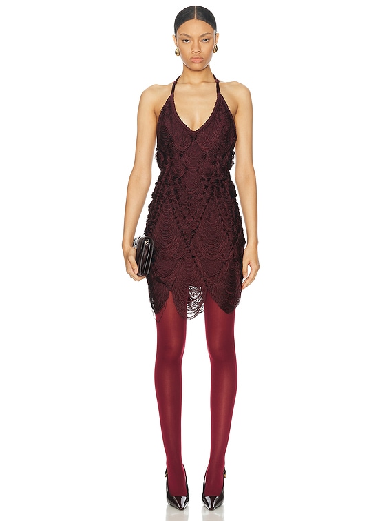 [Salvatore Ferragamo]フリンジ付きミニドレス Ferragamo Fringe Mini Dress in Bordeaux | FWRD
