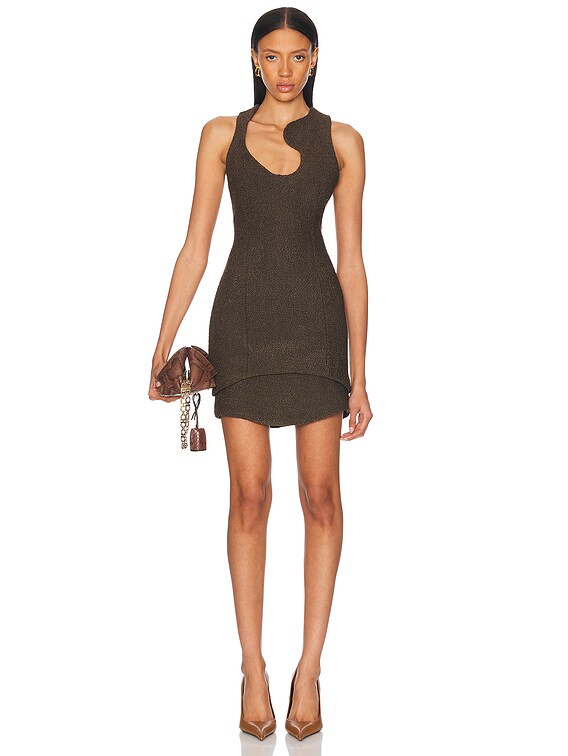FERRAGAMO ミリタリーワンピース Ferragamo Sleeveless Mini Dress in Olive & Concrete | FWRD