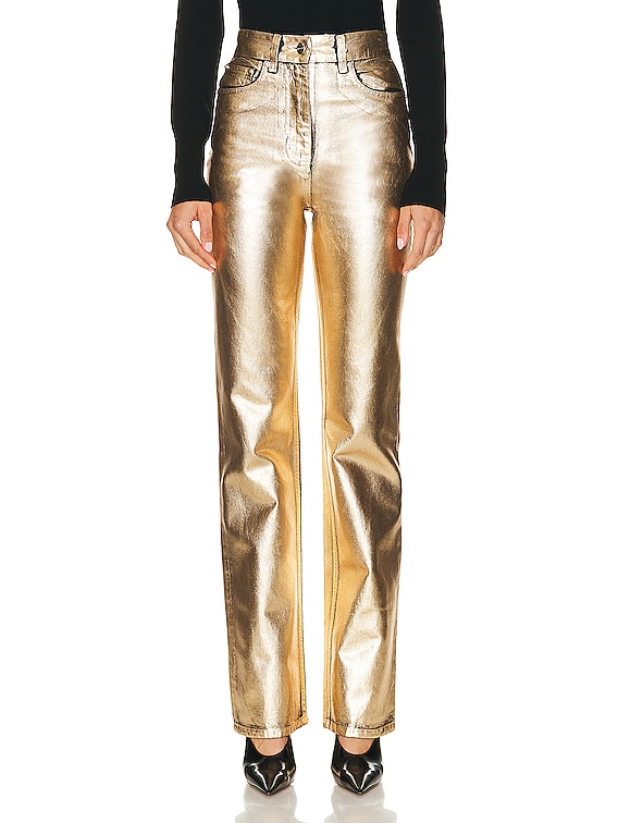 Ferragamo 5 Pocket Denim Pant in Gold | FWRD