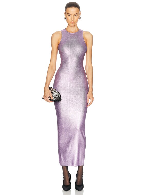 Metallic Rib Knit Racer Dress