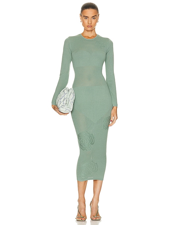 fleur du mal Rose Pointelle Knit Dress in Sage | FWRD fleur du mal Rose Pointelle Knit Dress in Sage | FWRD