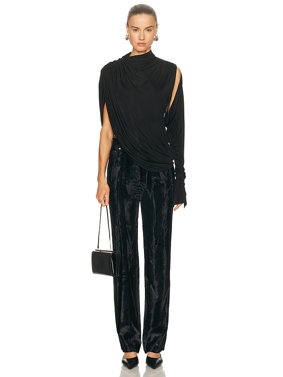 Francesco Murano High Neck Draped Blouse in Black | FWRD