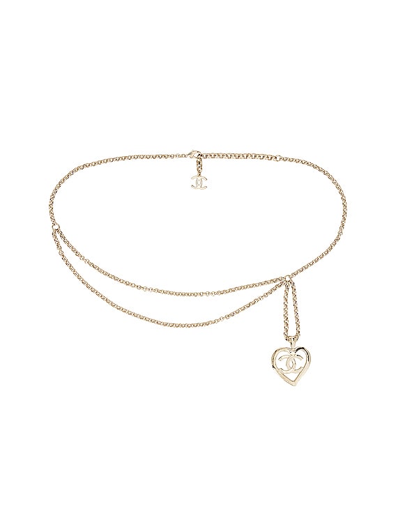 FWRD Renew Chanel Heart Chain Belt in Gold | FWRD