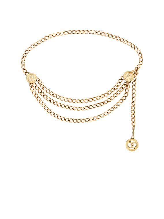 FWRD Renew Chanel 1984 CC Triple Chain Belt in Gold | FWRD display picture 2