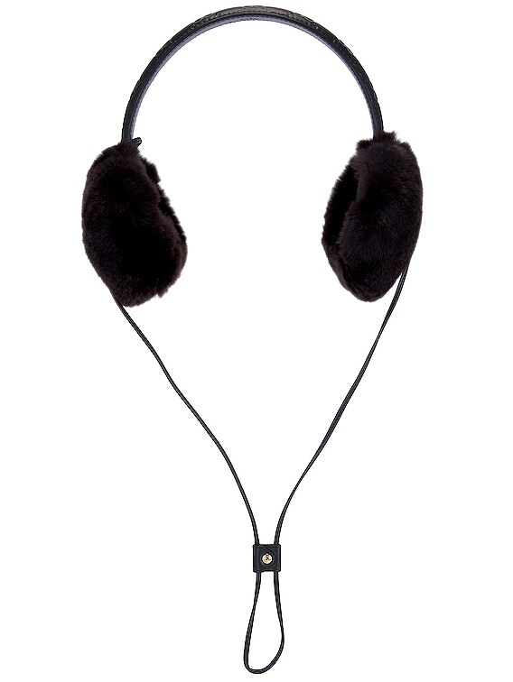 Upcycled Gucci Black Fur Earmuffs FWRD Renew Gucci Earmuffs in Black | FWRD main image 2
