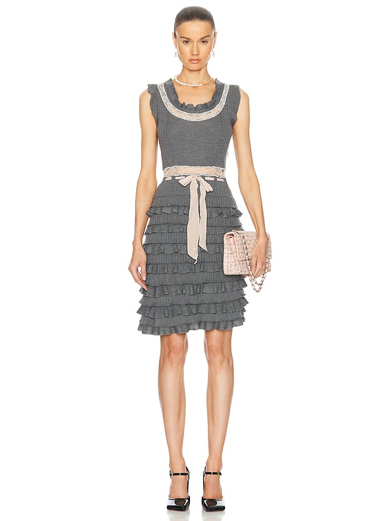 dior grey dress Christian Dior Camouflage Zip-Front Mini Dress Olive Gray Size US 8 NE   Celebrity Owned