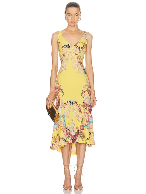 FWRD Renew Roberto Cavalli Silk Dress in Yellow | FWRD FWRD Renew Roberto Cavalli Silk Dress in Yellow | FWRD