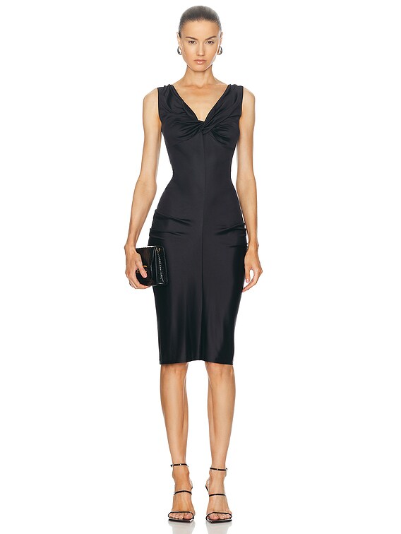 black bias cut dress Gisele Bias-Cut Midi Dress in Stretch Twill – Anemos main image 1