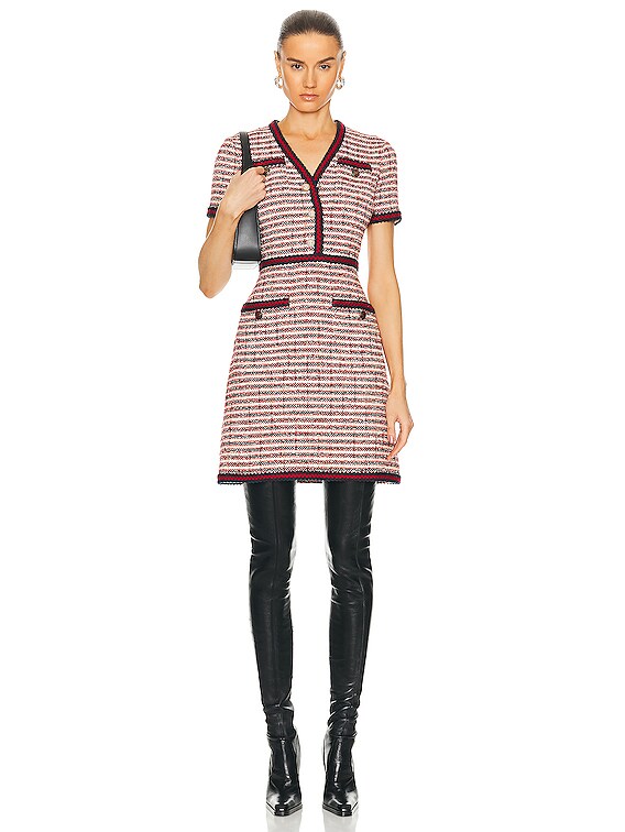 FWRD Renew Gucci Tweed Dress in Burgundy | FWRD FWRD Renew Gucci Tweed Dress in Burgundy | FWRD