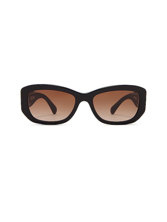 FWRD Renew Chanel Coco Mark Sunglasses in Black