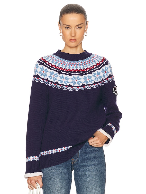 FWRD Renew Chanel Wool Coco Neige Sweater in Navy | FWRD