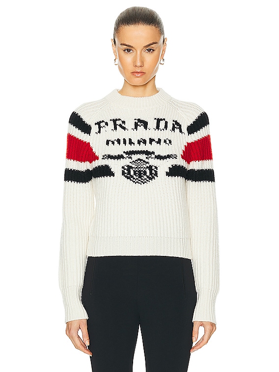 FWRD Renew Prada Cashmere Sweater in White | FWRD