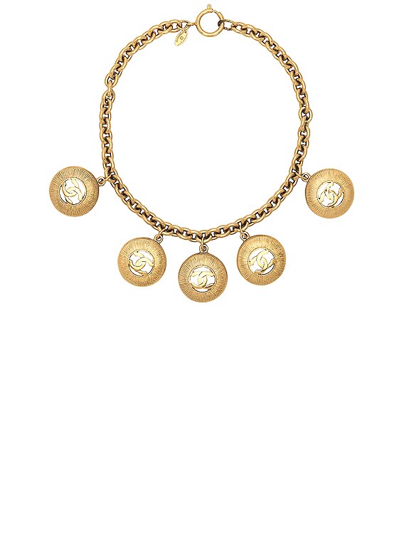 FWRD Renew Chanel Coco Mark 5 Pendant Chain Necklace in Gold | FWRD
