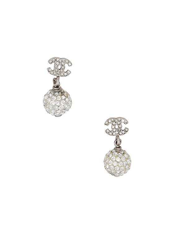 FWRD Renew Chanel CC Stone Earrings in Silver