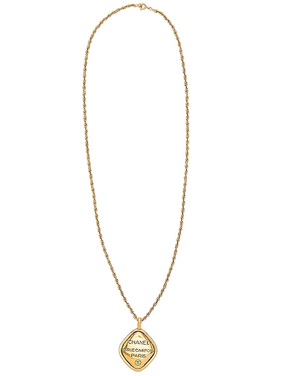 FWRD Renew Chanel Cambon Plate Necklace in Gold | FWRD