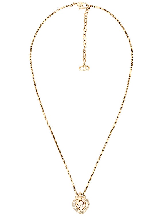 Dior // Silver-Tone Heart & D Pendant Necklace – VSP Consignment