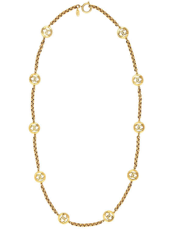 FWRD Renew Chanel Coco Mark Necklace in Gold | FWRD
