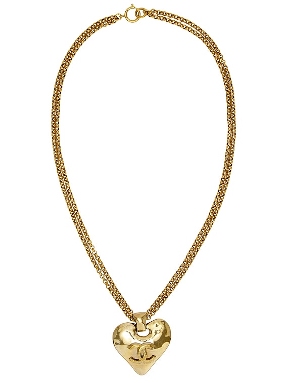 FWRD Renew Chanel 1993 CC Heart Necklace in Gold | FWRD