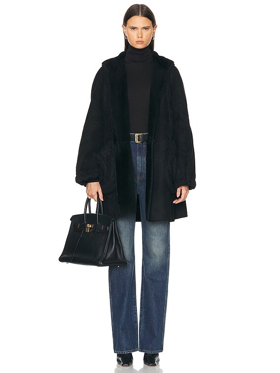 FWRD Renew Fendi Shearling Jacket in Black | FWRD