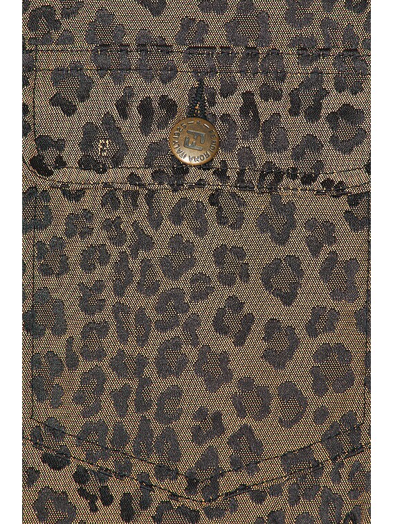 FWRD Renew Fendi Leopard Print Denim Jacket in Brown | FWRD
