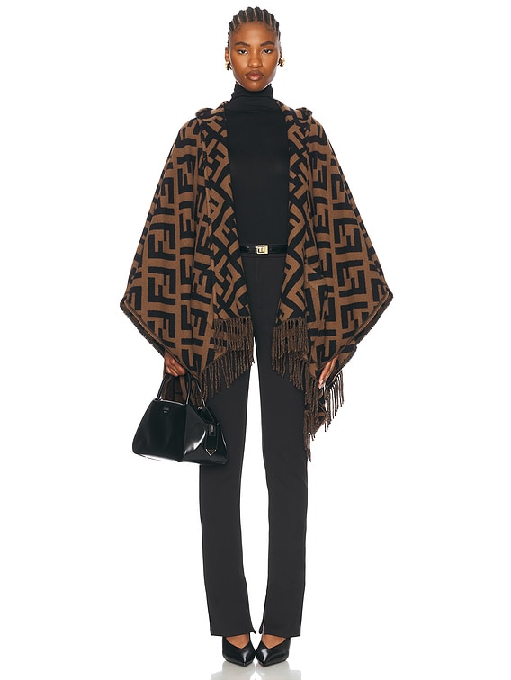 FWRD Renew Fendi Zucca Poncho in Brown | FWRD