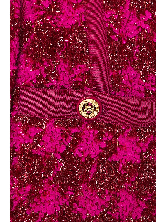 FWRD Renew Chanel Shimmer Houndstooth Tweed Jacket in Pink | FWRD