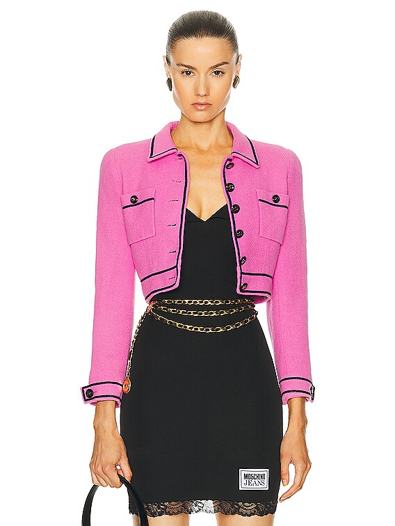 FWRD Renew Chanel Vintage 1995 Cropped Jacket in Pink | FWRD