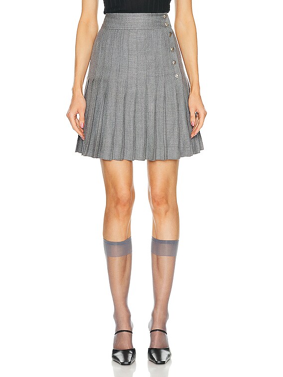 FWRD Renew Chanel Pleated Skirt in Grey | FWRD