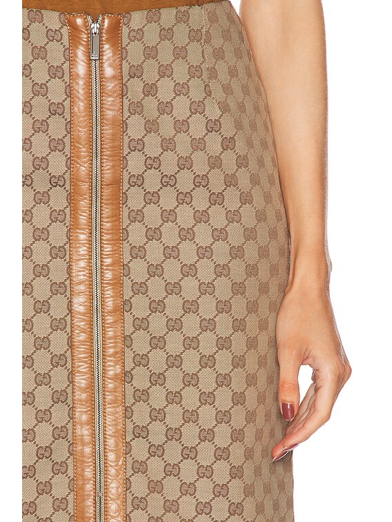 FWRD Renew Gucci GG Zip Pencil Skirt in Beige | FWRD