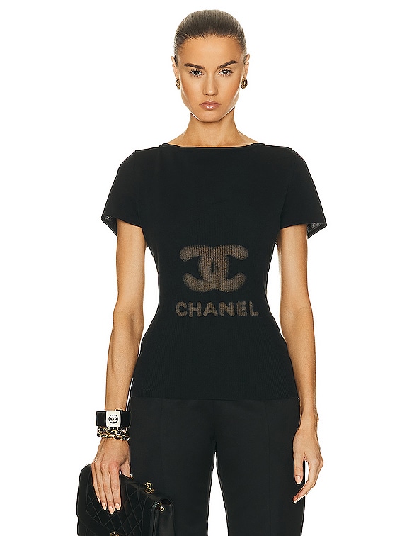 FWRD Renew Chanel T-Shirt in Black