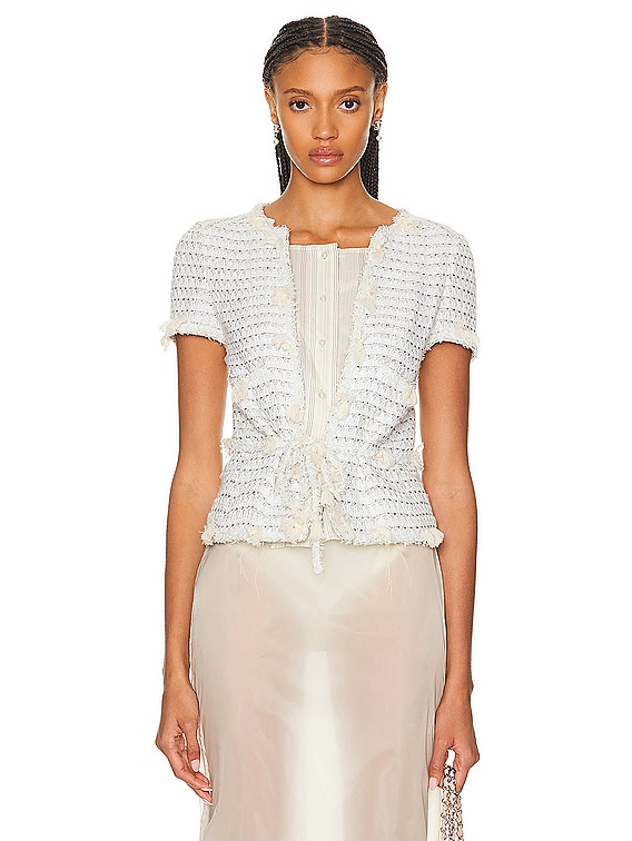 FWRD Renew Chanel Tweed Top in Cream | FWRD