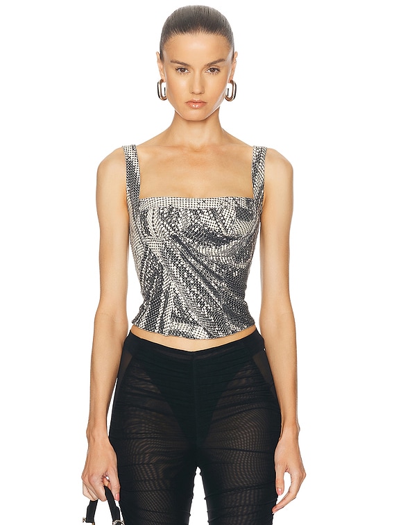 FWRD Renew Roberto Cavalli Corset Top in Grey | FWRD