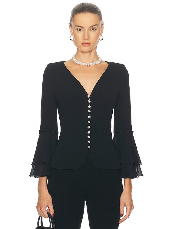 escada ruffle blouse