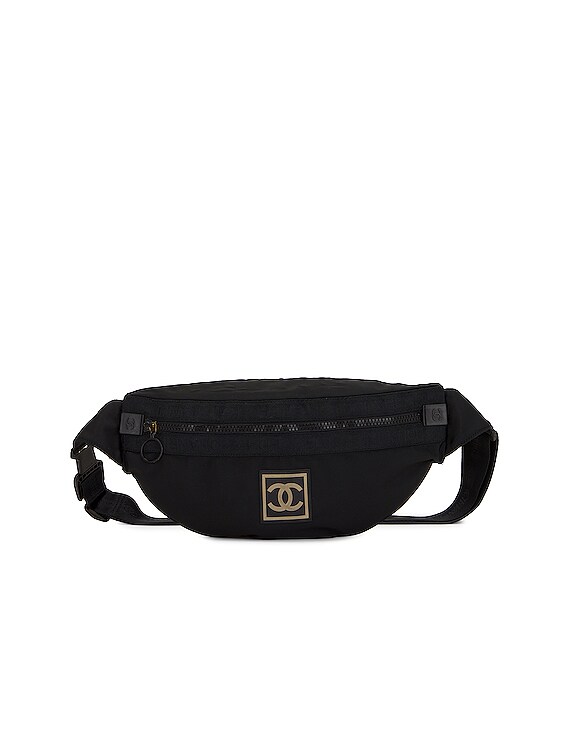 FWRD Renew Chanel Sportline Nylon Waist Bag in Black