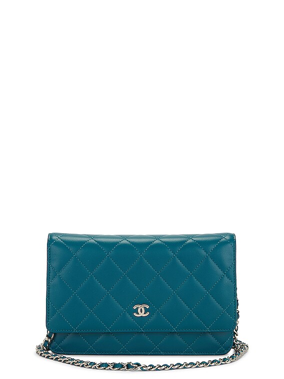 FWRD Renew Chanel Lambskin Matelasse Chain Shoulder Bag in Blue