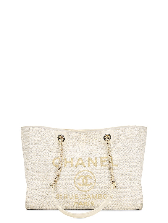 FWRD Renew Chanel Deauville Tote Bag in White