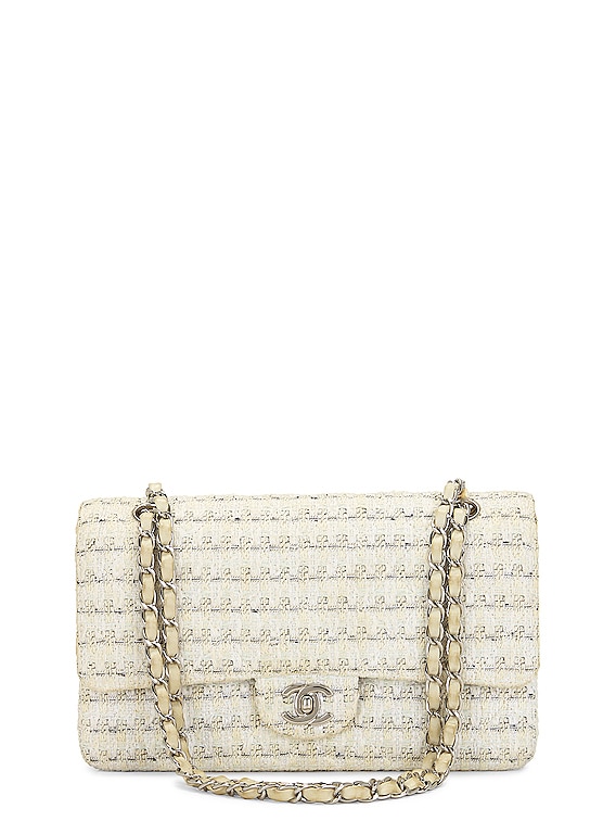 CHANEL WHITE BEIGE GABRIELLE TWEED SMALL NO. 26 (WITH CARD